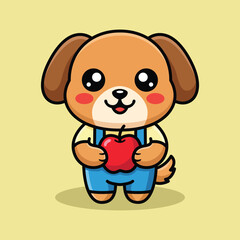 Obraz premium Cartoon Dog With Apple