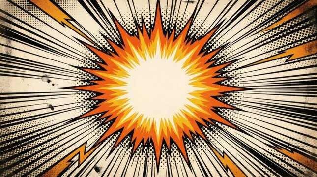Explosive comic book style burst with dynamic radial lines