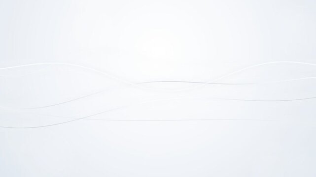 Minimalist white abstract background featuring elegant subtle flowing curved lines moving smoothly across the frame in a clean modern corporate tech digital dynamic motion graphic design.