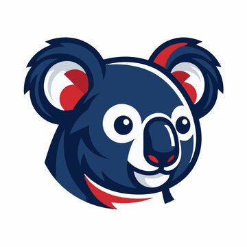 Koala mascot head stylized esport vector illustration for branding and sports team logo design isolated on white