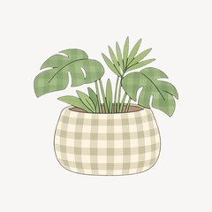 Fototapeta premium Illustration of potted tropical plant.