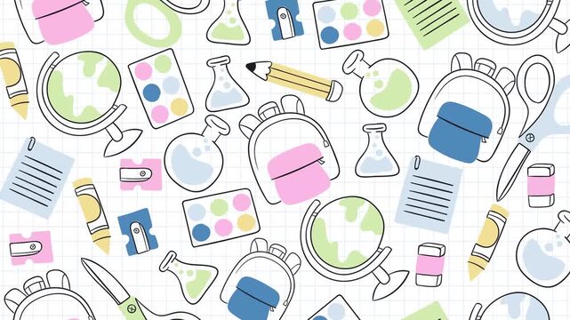 Back to School Overlay Animation &ndash; Colorful Education Graphics and School Elements in 4K
