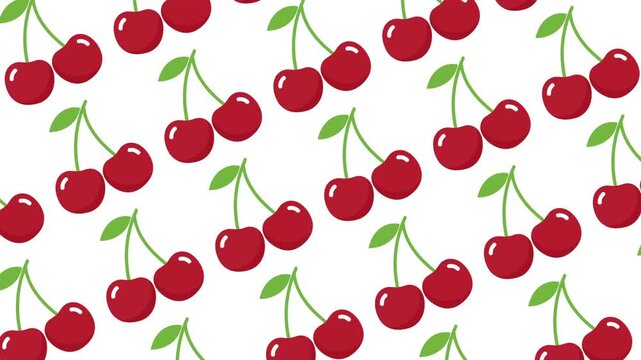 Red cherry fruit illustration seamless pattern repeating background design vector graphic print surface textile art display