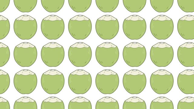 Repeating green coconut pattern illustration displaying vector graphic texture style on white background commercial backdrop