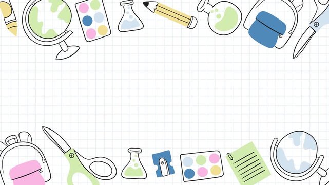 Back to School Overlay Animation &ndash; Colorful Education Graphics and School Elements in 4K