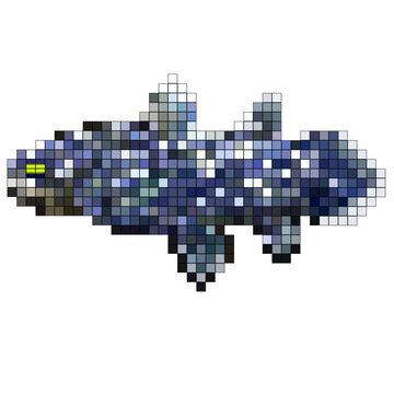 Retro Pixel Art Coelacanth Transparent PNG