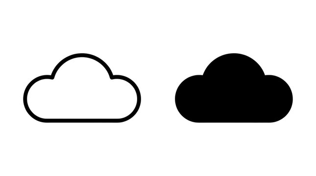 Cloud icon set in outline and solid styles isolated on transparent background