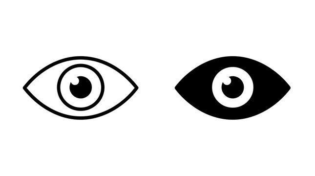 Eye icon set, vision and visibility symbols isolated on transparent background