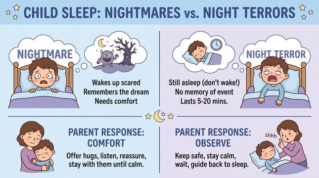 Infographic Guide for Parents Comparing Child Nightmares vs Night Terrors Sleep Disorders