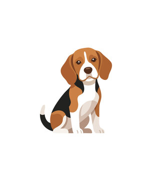 Cute beagle puppy sitting adorable canine companion illustration