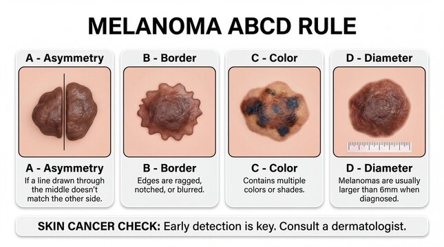 Melanoma ABCD Rule Infographic for Skin Cancer Early Detection and Diagnosis