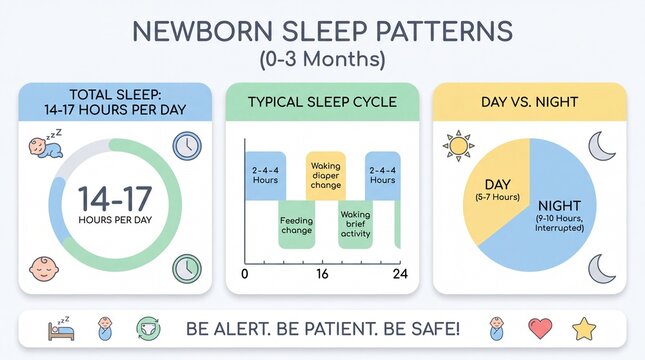 Newborn Sleep Patterns Infographic for Infants Aged 0-3 Months Tracking Cycles and Schedules