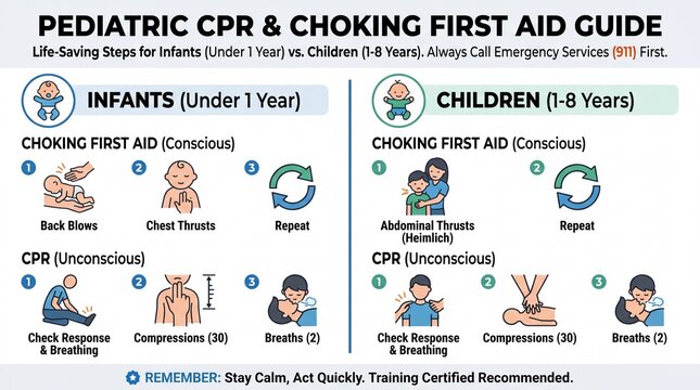Pediatric CPR and Choking First Aid Infographic Guide for Infants and Children