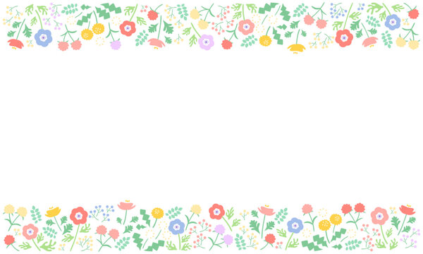 春の花のカラフルラインフレーム
