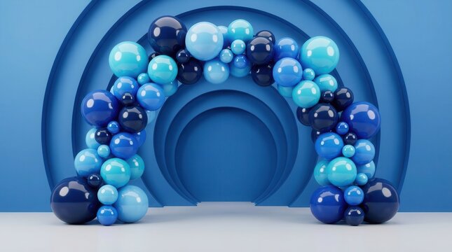 3D balloon arch template and mockup for a birthday party or baby shower.