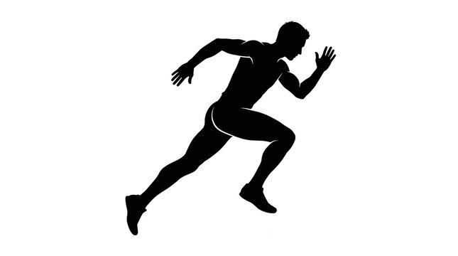 Dynamic male sprinter silhouette showcasing high performance metrics and rapid growth trajectory for strategic athletic achievement and speed