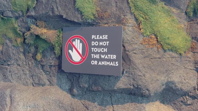Please do not touch the water or animals sign 4k
