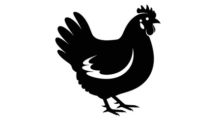 Fototapeta premium Black hen silhouette icon isolated on plain background, rustic poultry farm symbol, poultry farming