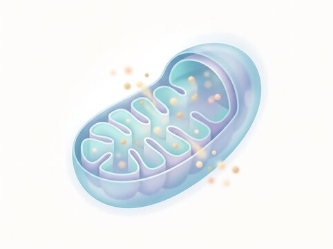 Medical illustration of cell mitochondria producing energy with glowing atp molecules cellular respiration human body cell biology white background mitochondria organelle metabolism physiology