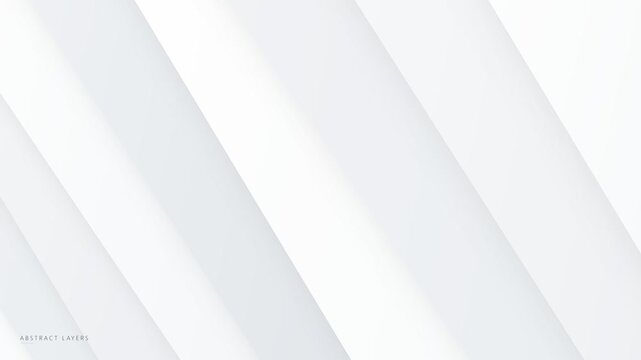 Abstract white paper layers background featuring soft diagonal subtle shadows, elegant minimal high key design, smooth motion graphic loop for modern business tech presentation corporate backdrop