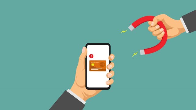 credit card fraud video animation flat concept