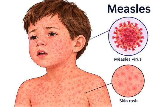 Measles Disease Symptoms with Characteristic Skin Rash