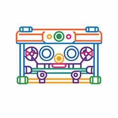 Naklejka premium Colorful abstract mechanical gears and pipes illustration