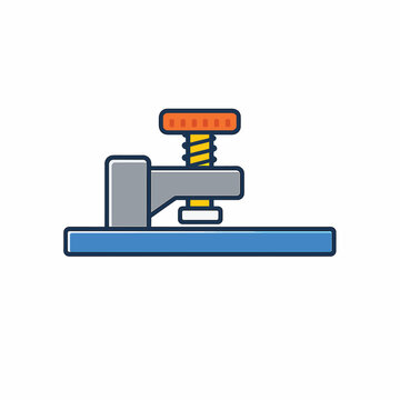 Industrial punch press machine icon, flat design vector illustration