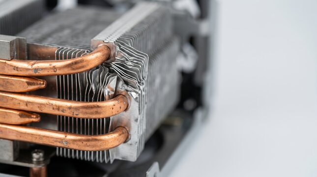 Bent copper heat pipes and damaged aluminum fins on heatsink