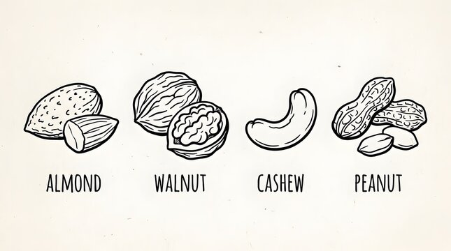Botanical Illustration Set Featuring Various Bean Varieties