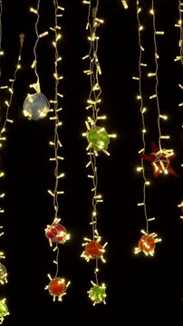 Colorful Christmas lights with smooth camera pan