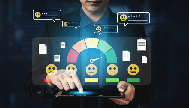 A concept of customer feedback analysis and satisfaction reporting. A dashboard for reviewing user comments, ratings, and overall satisfaction scores. Motif