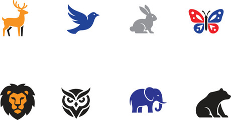 Fototapeta premium PrintMinimalist Animal and Wildlife Logos Set