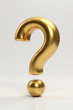 A Golden Inflatable Question Mark with a Shiny Orb Below it, Representing Inquiry and Uncertainty