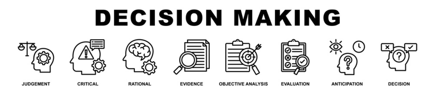 Decision Making banner web icons set vector illustration outline style.