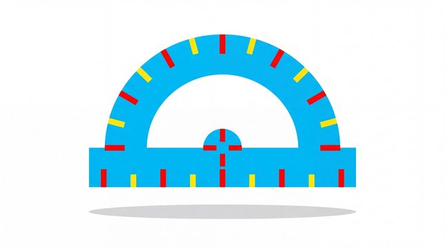 Geometric math semicircular protractor measuring tool with degree scale, geometry school supply flat vector graphic illustration on white background with crisp vector lines