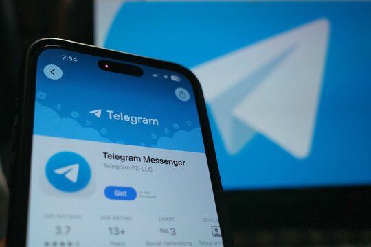 Delhi, India August 2026 : Telegram app on smartphone, Telegram is a secure, fast, cloud-based messaging app that works across all devices. It supports massive group chats, large file sharing.