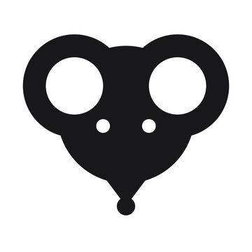 Minimalist mouse face icon vector graphic silhouette illustration with isolated