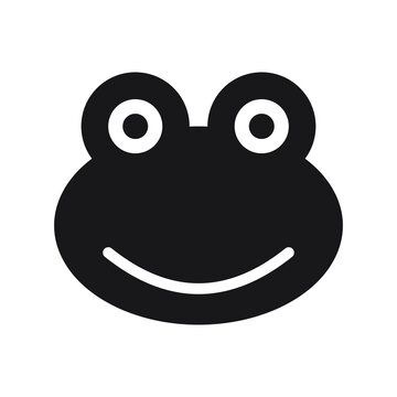 Minimalist black frog head icon silhouette vector illustration with animal icon