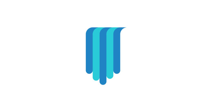 Minimalist Abstract Blue Waterfall Flow Vector Icon Design for Technology Branding