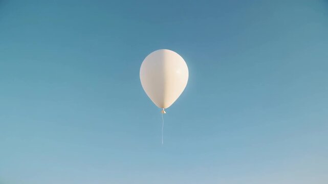 Peaceful White Balloon Floating Upward into Clear Blue Sky Above Clouds, Symbolic 1080p Concept Video