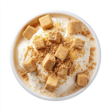bingsu ice cream with soybean powder and rice isolated on white background