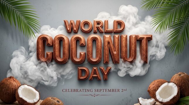 world coconut day typography art