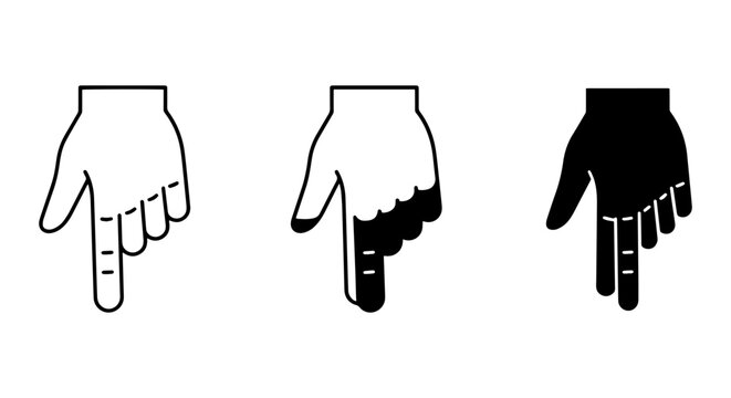 Hand Pointer Icons, Downward Arrow Symbols, Directional Clicks, Vector Graphics Set