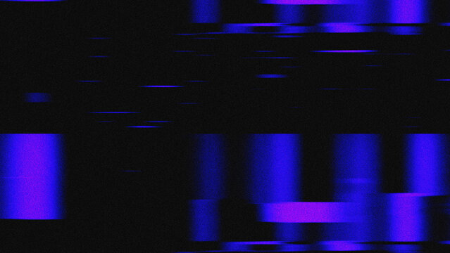 Abstract digital glitch background with neon purple and blue distorted pixels lines