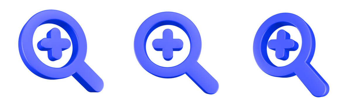 Search plus icon 3D render