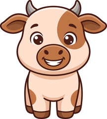 Obraz premium Cute cartoon cow character standing on a white background