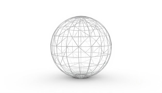 Abstract wireframe sphere with connected nodes and data points forming a digital globe structure network sphere mesh structure cyber sphere tech abstract geometric grid polygonal ball 3D render