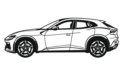 Fototapeta premium Modern Luxury SUV Car Sketch Side View.