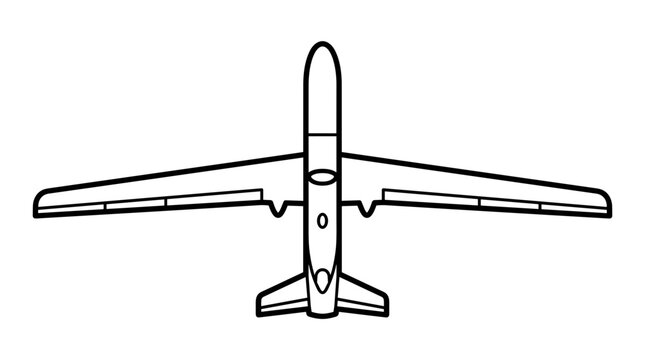 Top view outline of a modern jet airplane.